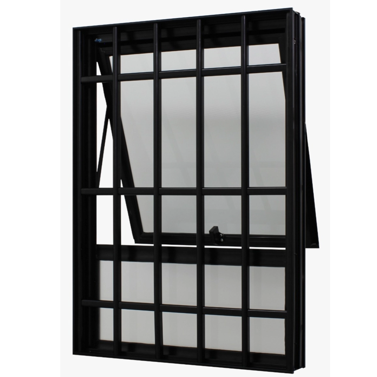 Janela Maxim-ar 100x60 Alumínio Preto Com Grade Com Bandeira Fixa Perfecta Max Jap