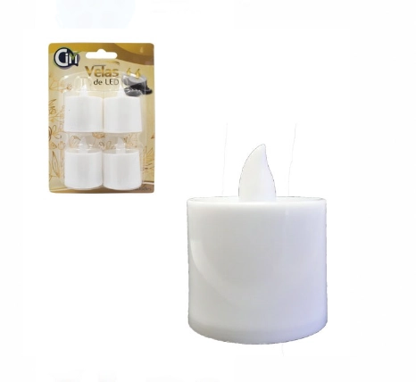 Vela Plast Led 5x4x4cm C/4pcs Ns249531 Cim