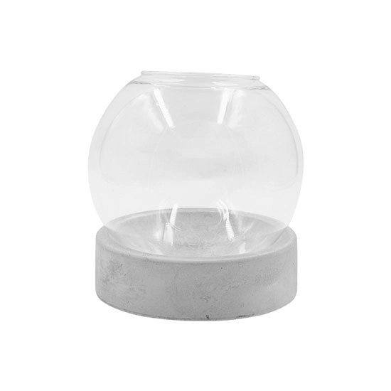 Porta Vela Vidro Suporte Red Cinza12x13cm Ca4971 Cim