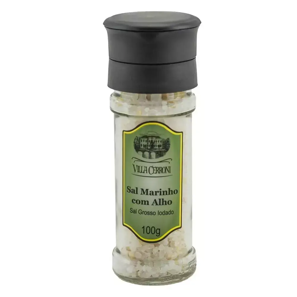 Sal Marinho com Alho Granulado - Moedor Reutilizável - Villa Cerroni - 100 g