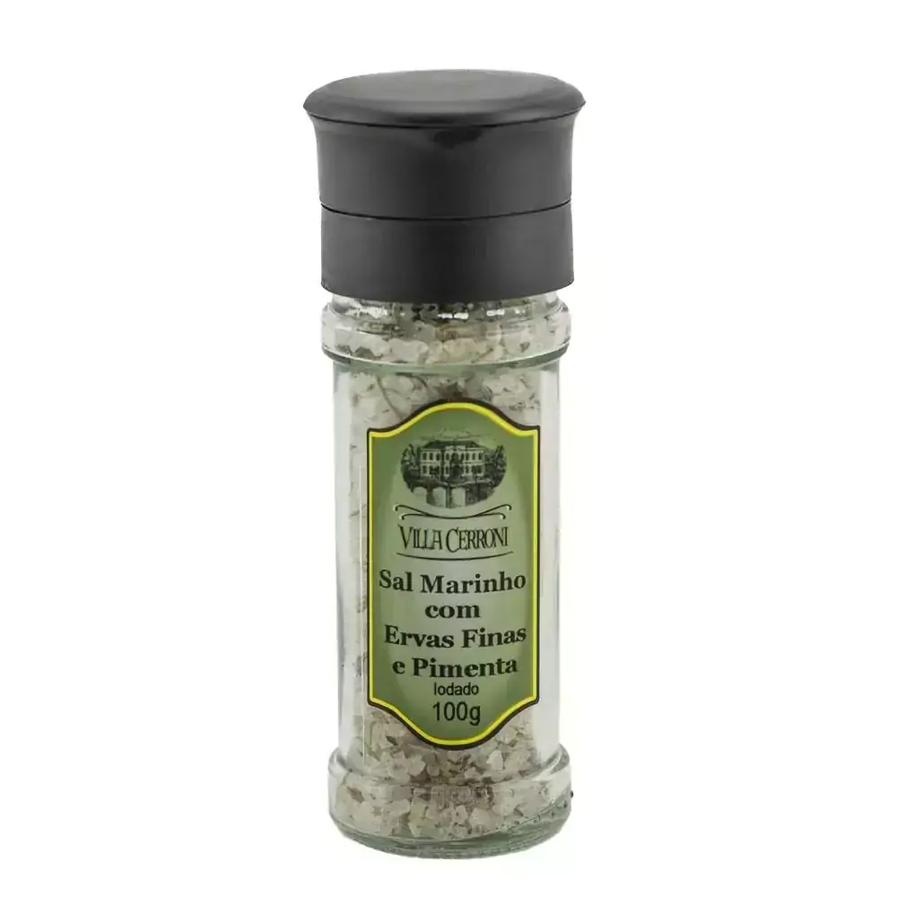 Sal Marinho com Ervas Finas e Pimenta - Moedor Reutilizável - Villa Cerroni - 100 g