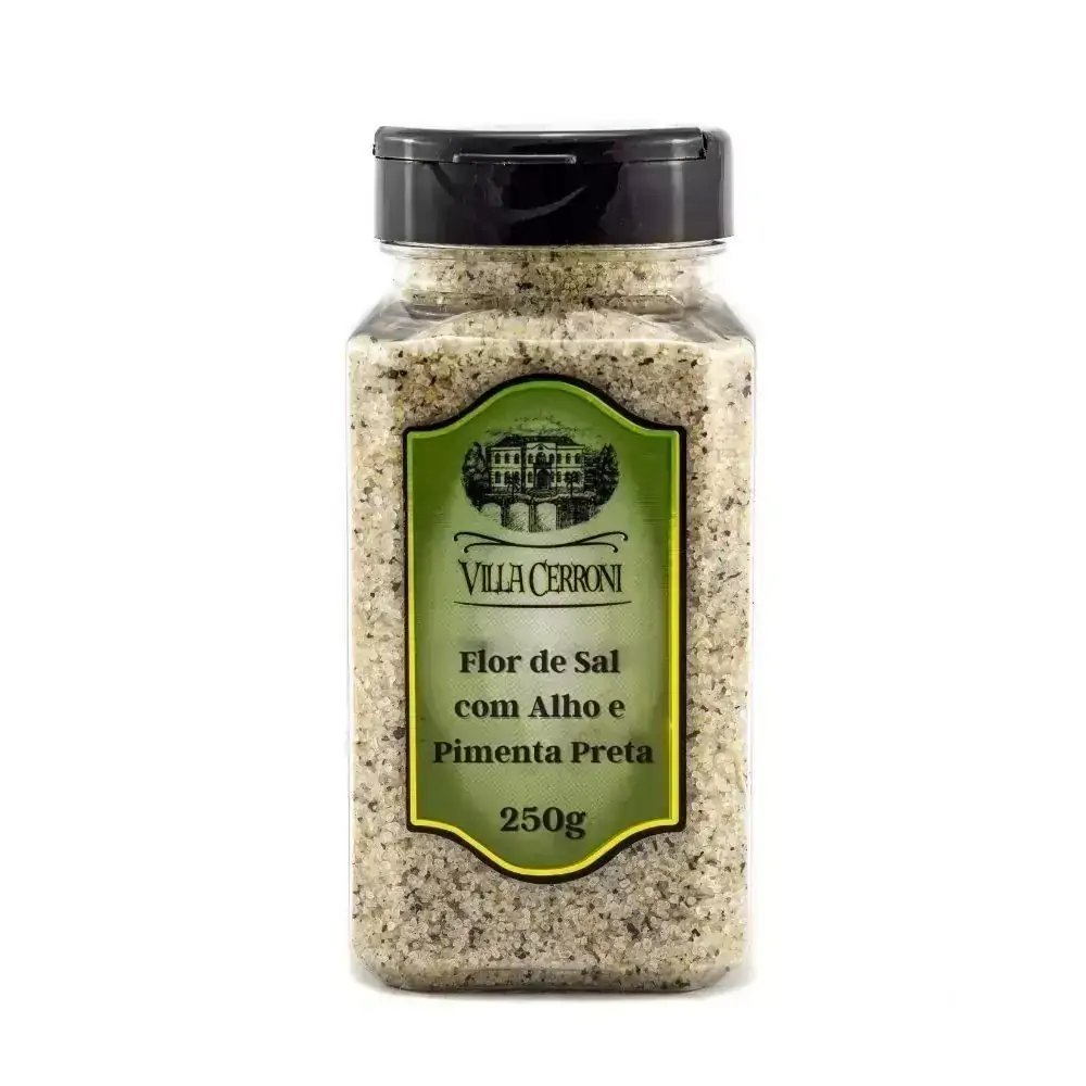 Flor de Sal com Alho e Pimenta Preta - Villa Cerroni - 250 g