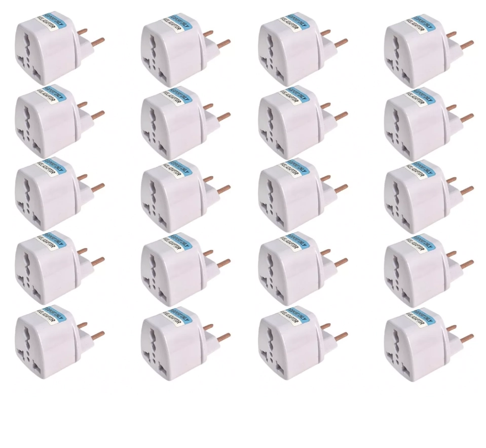 Adaptador De Tomada Plug Universal Europeu Brasil - 20 Un