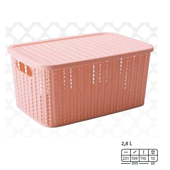 Caixa Organizadora Rosa Quartzo Trama 2,8l Plasútil
