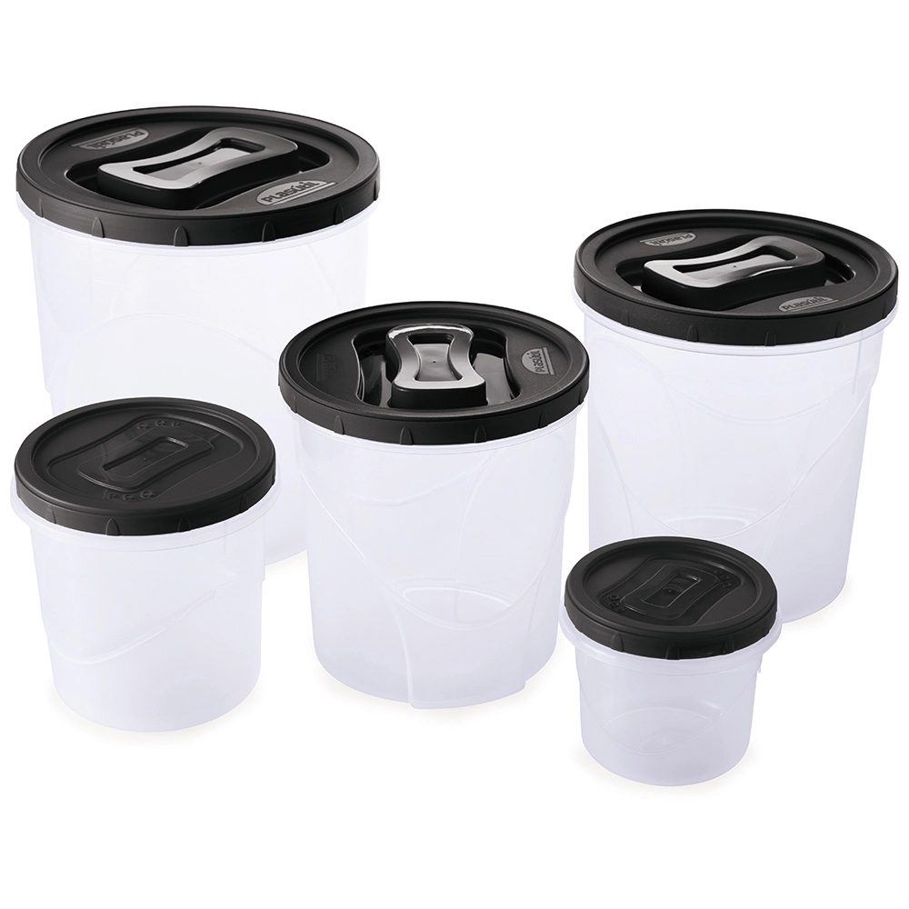 Conjunto De Potes De Plástico Redondos Para Mantimentos