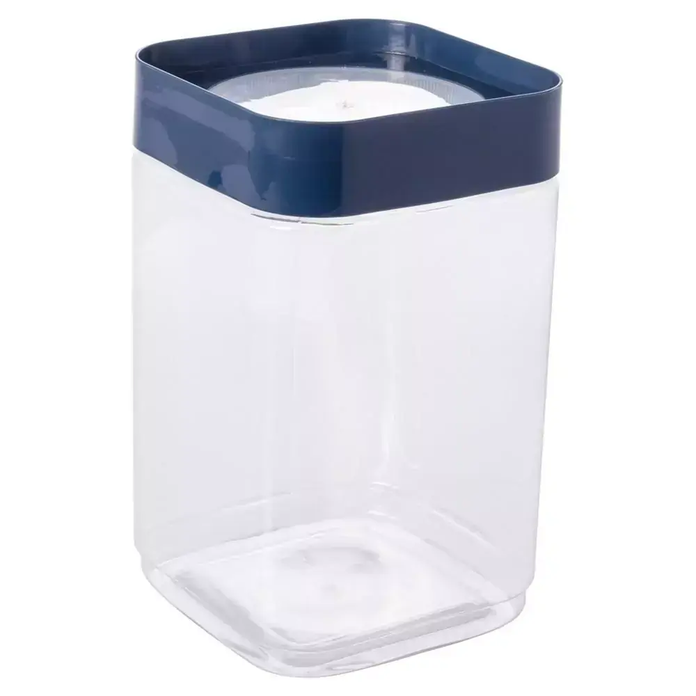Pote Plug Quadrado Plasútil 2 Litro Tampa Azul com Recipiente Incolor
