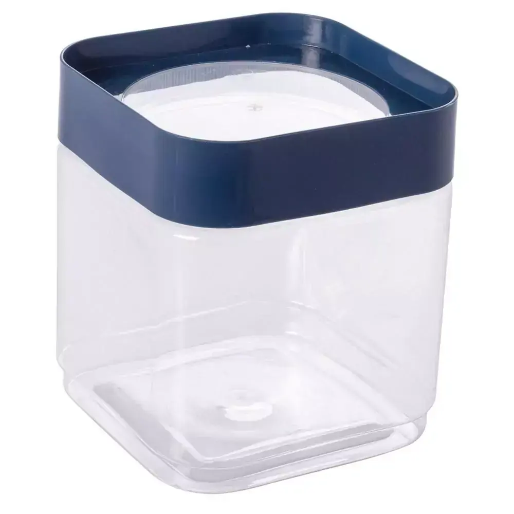 Pote Plug Quadrado Plasútil 1,28 Litro Tampa Azul com Recipiente Incolor