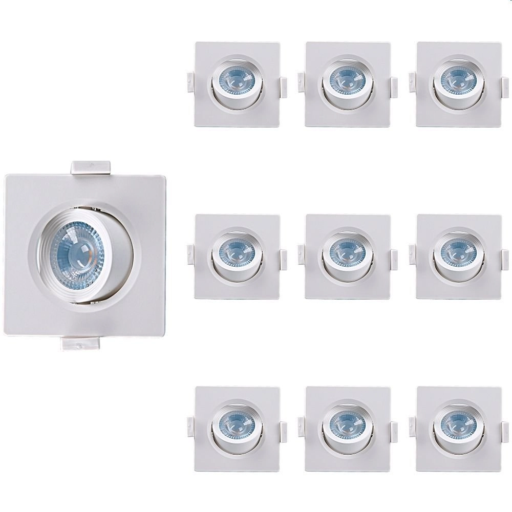 10 Spot De Led Taschibra Alltop Mr16 Quadrado 5w Bivolt 3000k Luz Amarela
