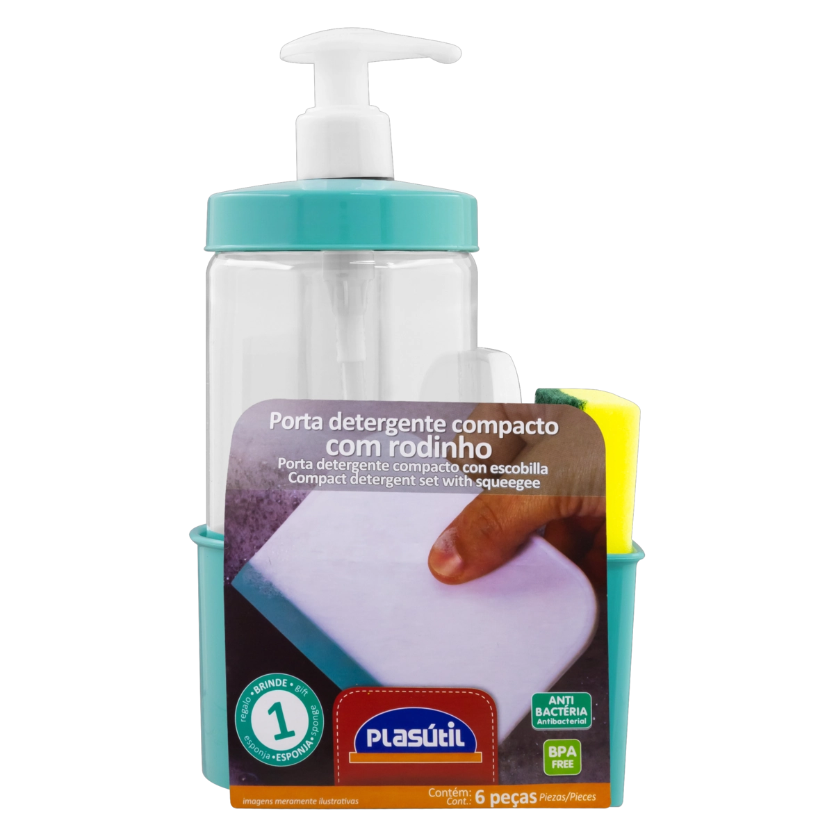 Kit Porta Detergente Azul 570ml Plasútil