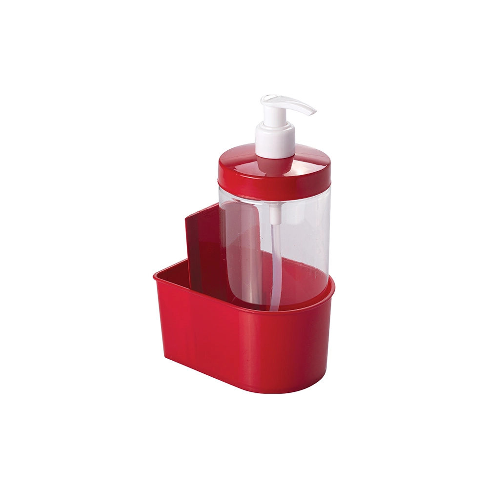 Kit Porta Detergente Vermelho Intenso 570ml Plasútil Grátis Esponja