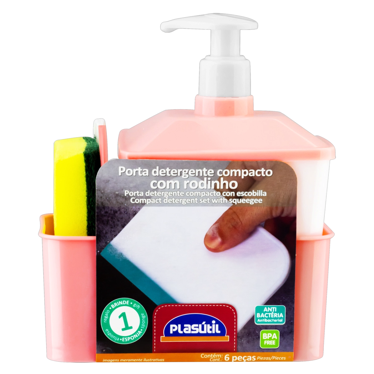 Kit Porta Detergente Rosa 600ml Plasútil