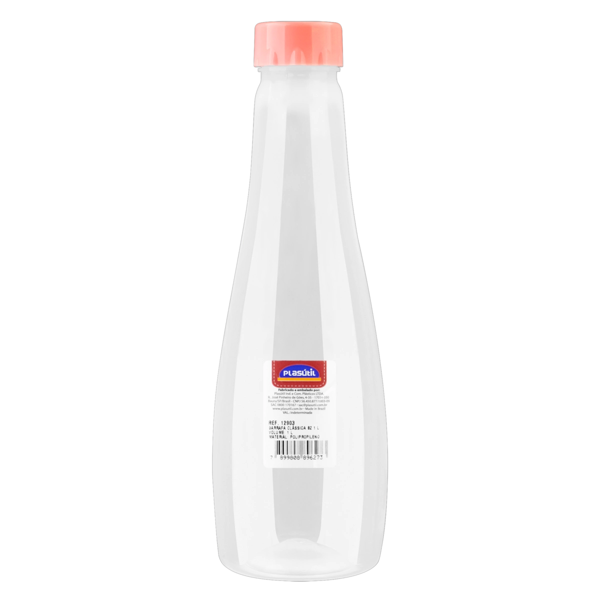 Garrafa Com Tampa Rosa Quartzo Clássica 1l Plasútil