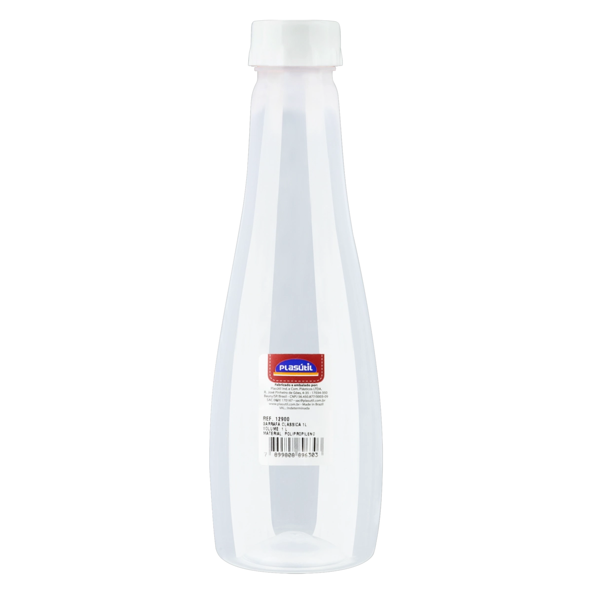 Garrafa Com Tampa Branca Clássica 1l Plasútil