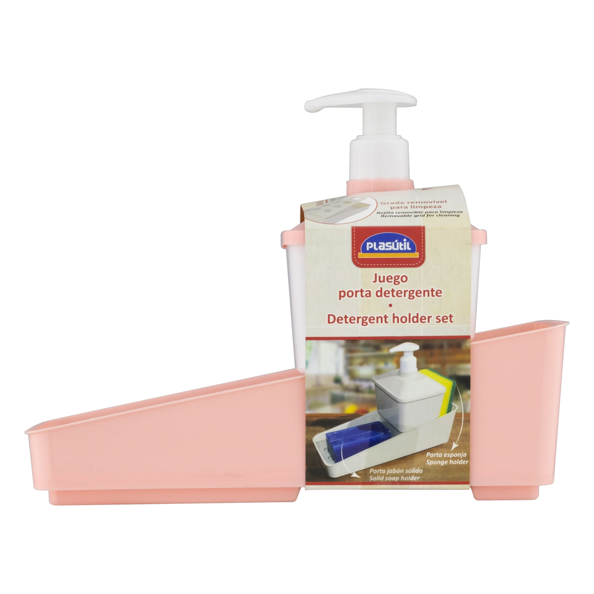 Kit Porta Detergente Rosa Quartzo 600ml Plasútil