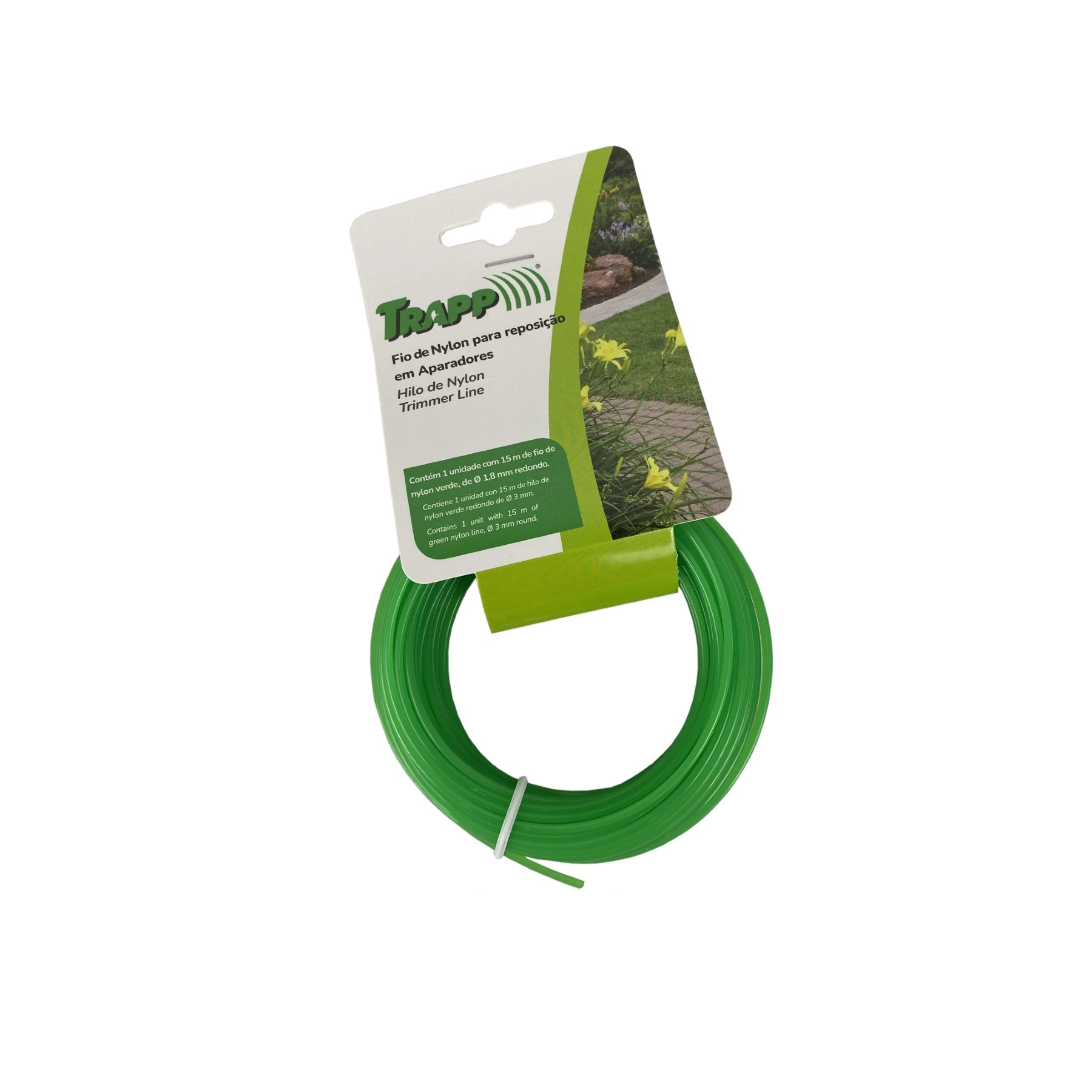 Fio de Nylon para Aparadores de Grama 1,8mmx15m Verde Trapp