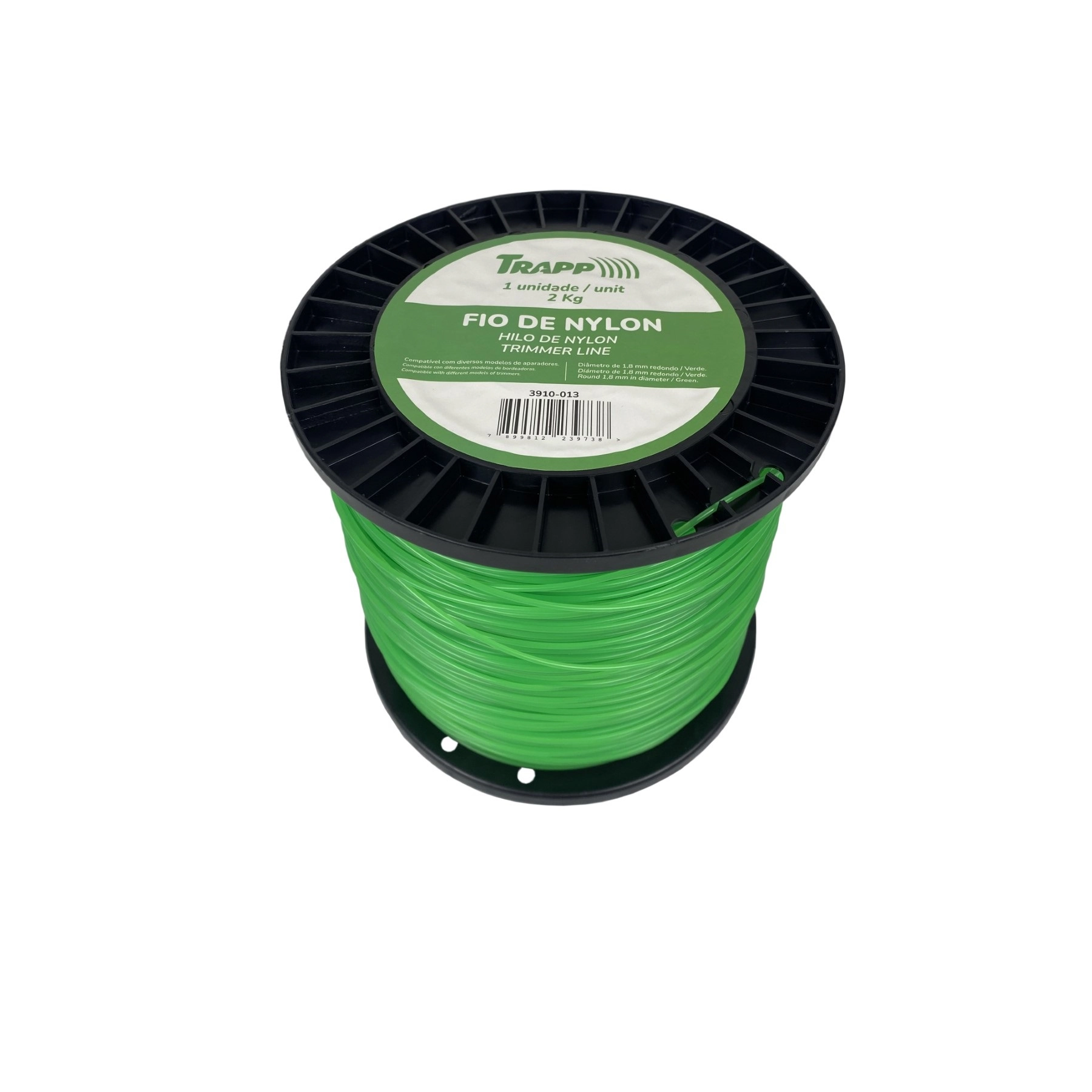 Fio de Nylon para Aparadores de Grama Bobina com 2kg Aproximadamente 684m 1,8mm Verde Trapp