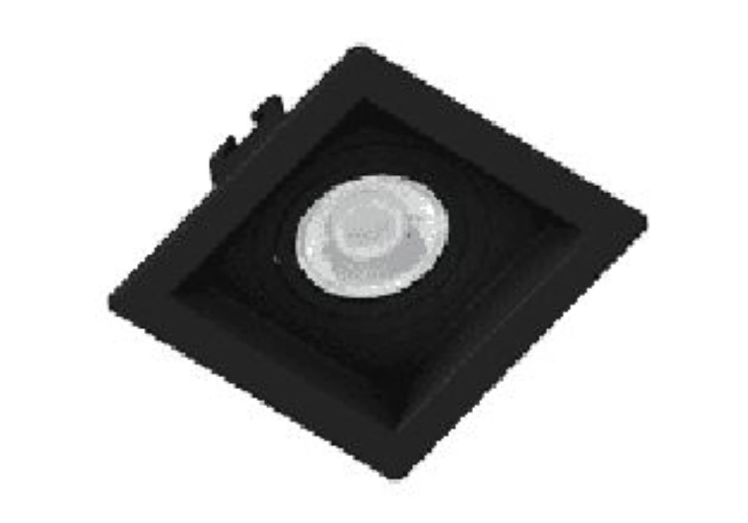 Embutido Mini Dicroica Simples Recuado Preto 7,5x7,5cm
