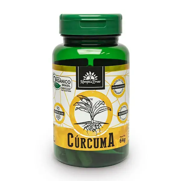 Cúrcuma Orgânica PURA 90 Cápsulas 600 Mg Kampo de Ervas