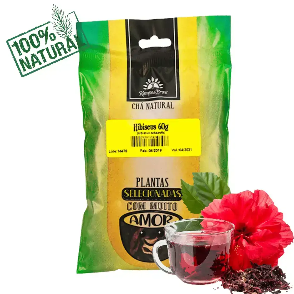 Hibisco Chá 100 % Natural só Flores Kampo de Ervas 60 g