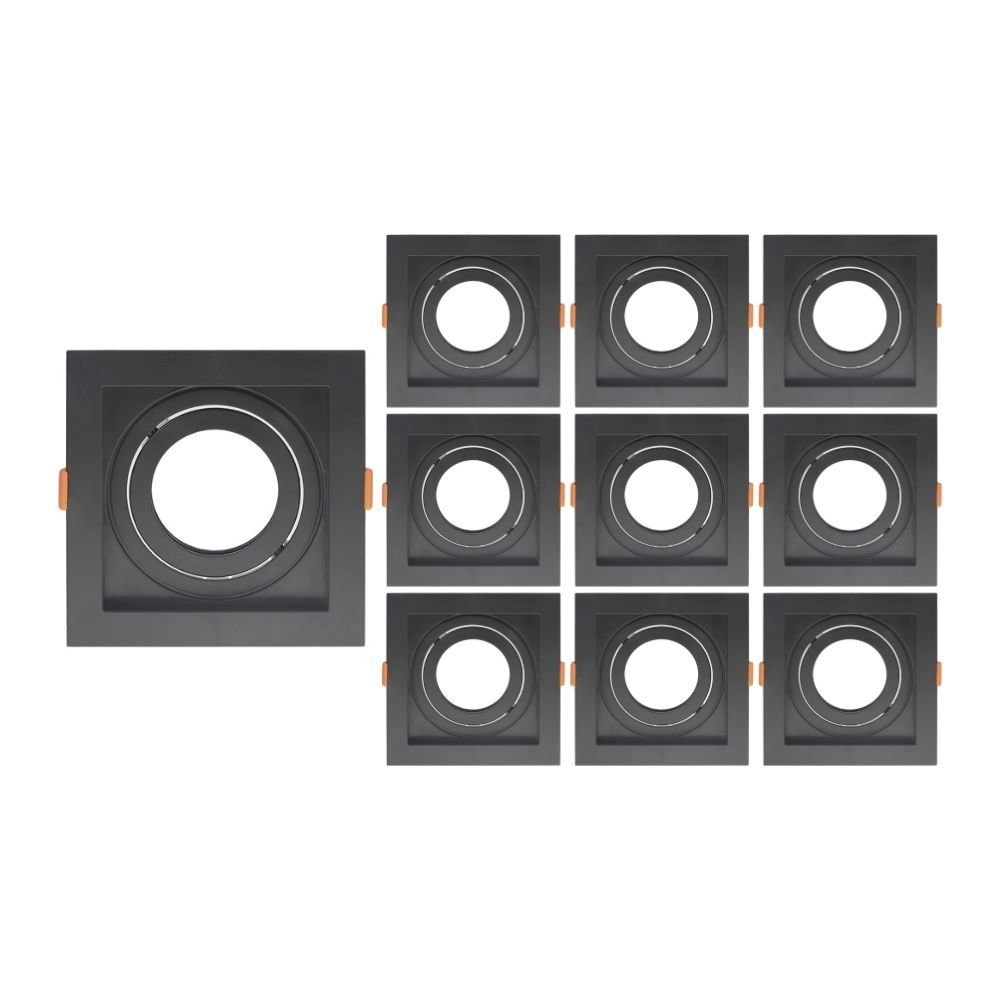 10 Spots De Embutir Recuado Taschibra Conecta Para Lâmpada Par 20 Quadrado Preto