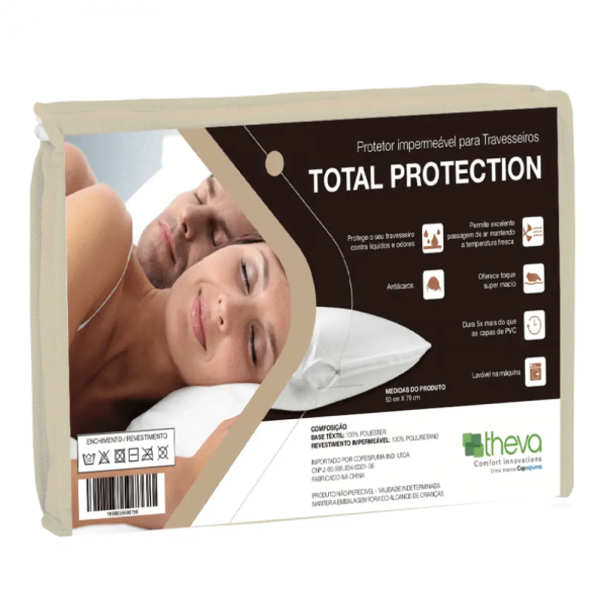 Capa Protetora para Travesseiro Impermeável Total Protection