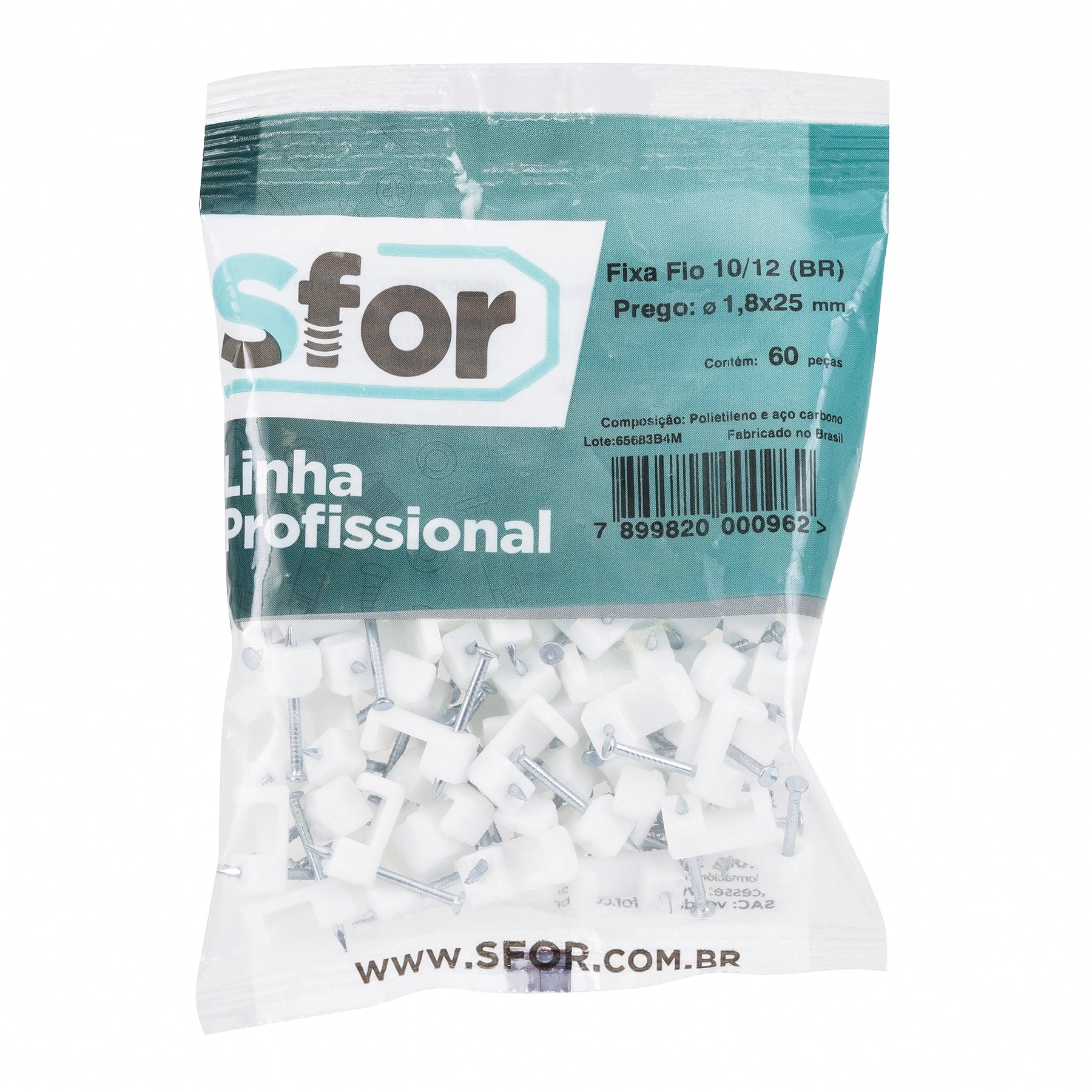 Fixa Fio 10/12 1,8x25 Branco com 60 Unidades Sforplast