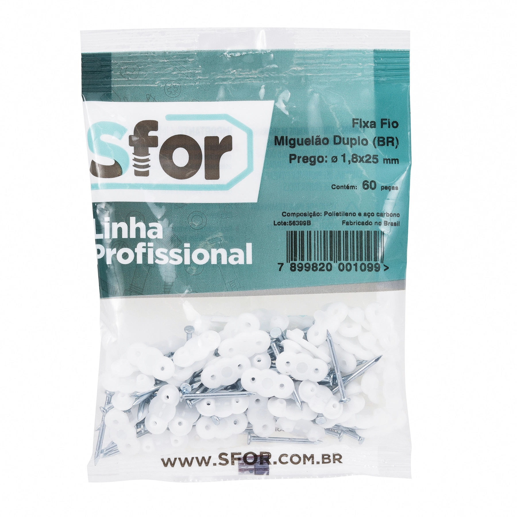 Fixa Fio Duplo 1,8x25 Branco com 60 Unidades Sforplast