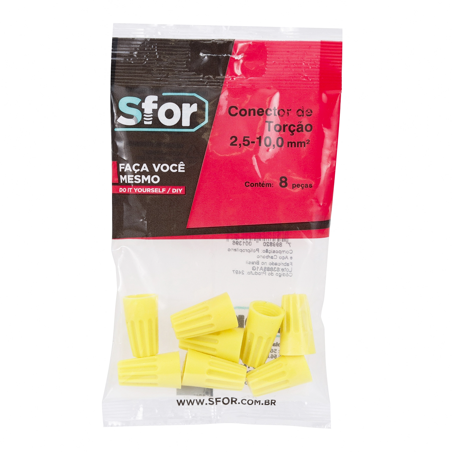 Conector 2,5-10mm Amarelo com 8 Unidades Sforplast