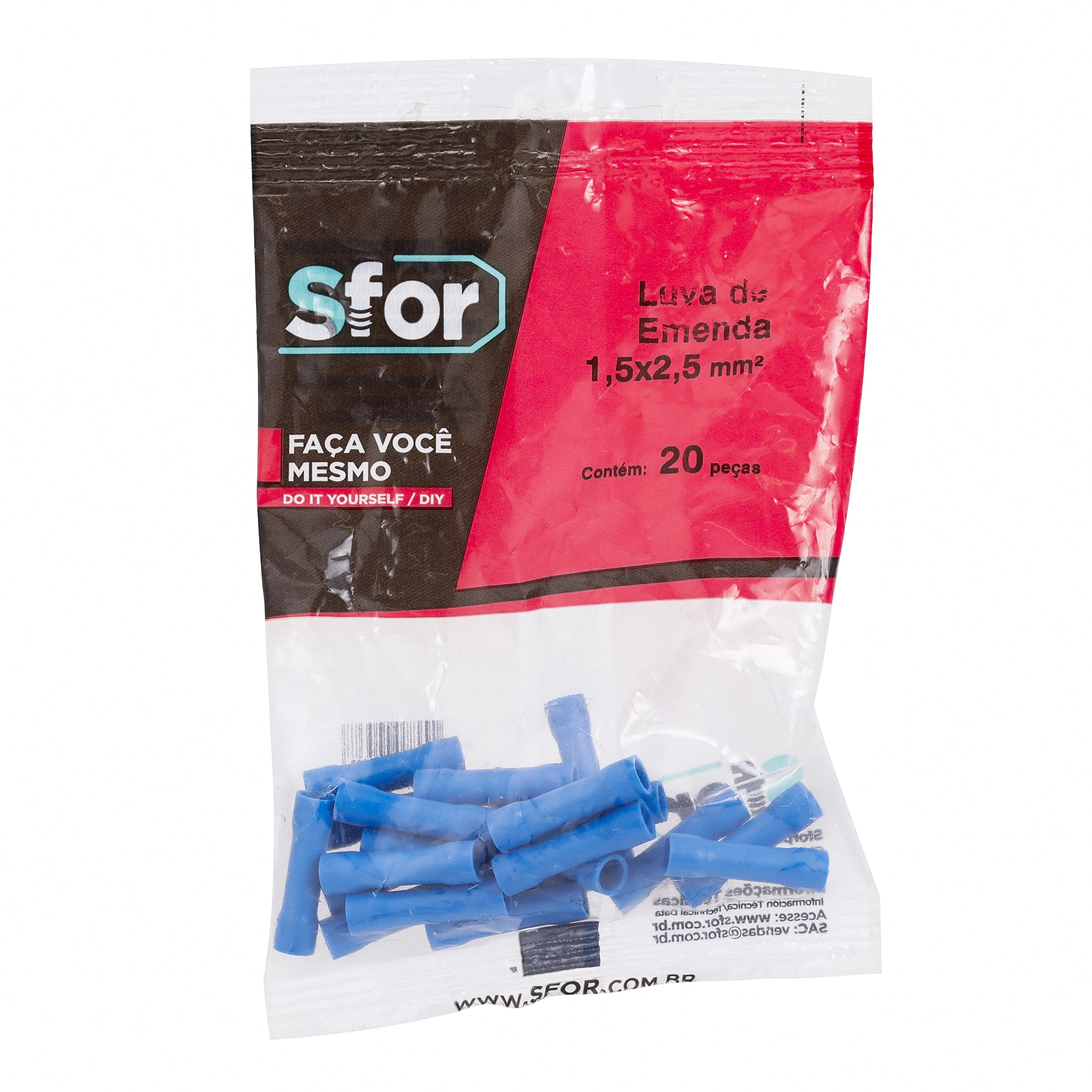Luva de Emenda Azul 1,5x2,5mm² 20Pçs Sforplast