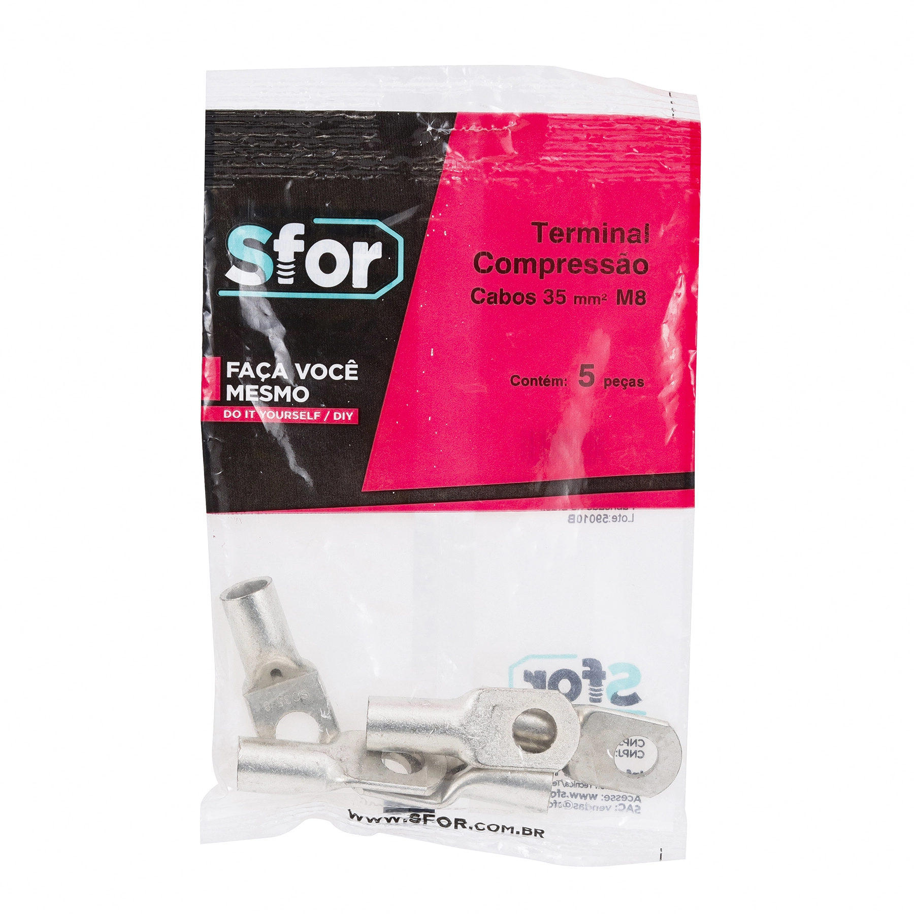 Terminal Compressão 35mm² M8 5Pçs Sforplast