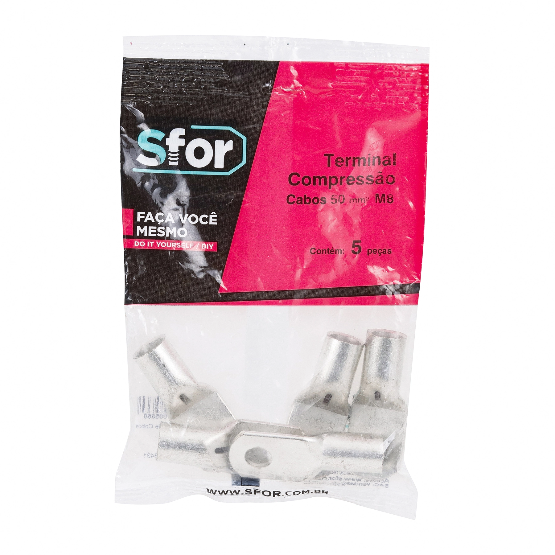 Terminal Compressão 50mm² M8 5Pçs Sforplast