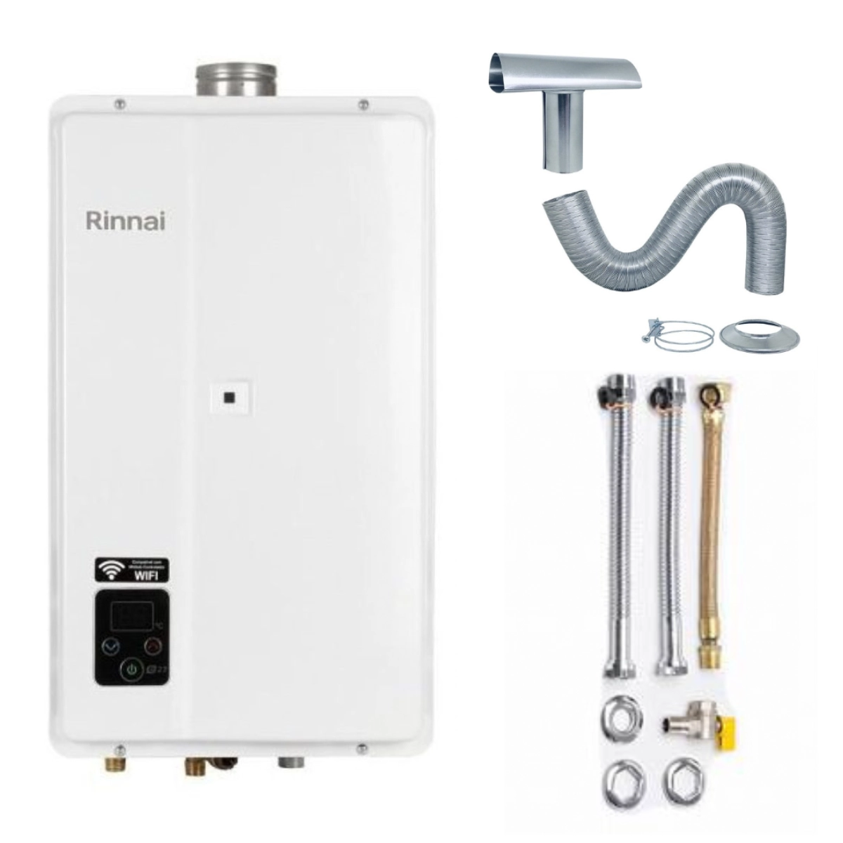 Aquecedor De Água A Gás Rinnai Reu E27 Feh 27 Litros Branco Kit Completo Gas:gn