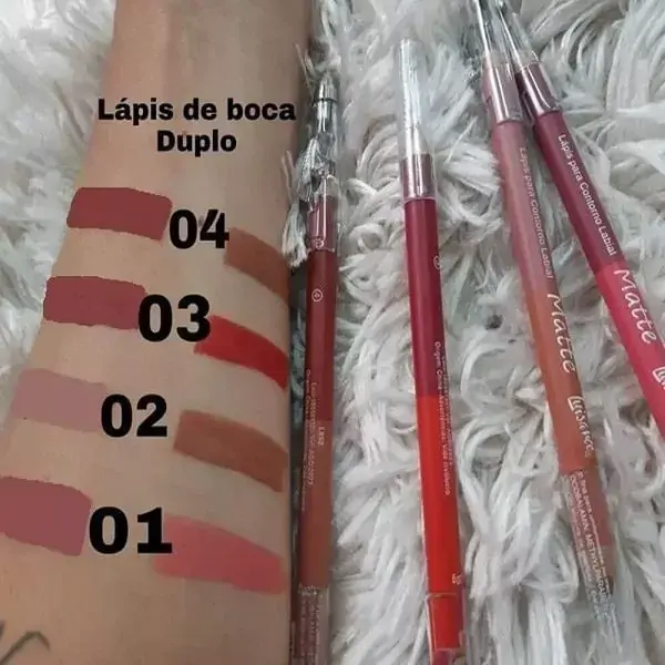 Lápis Duplo para Contorno Labial Efeito Matte Luisance