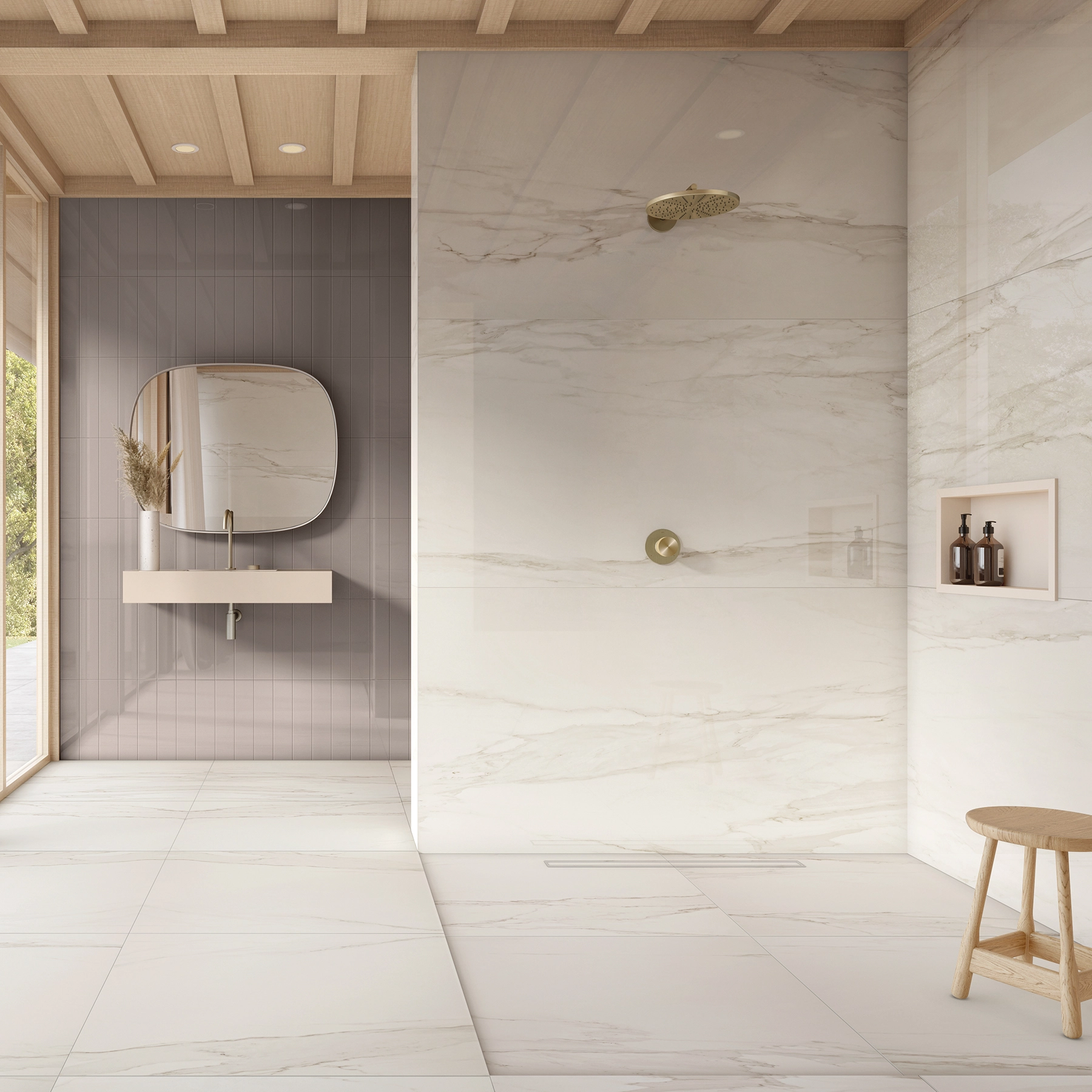 Porcelanato Marmorizado Polido Borda Reta Interno 60x120cm Charleston Portobello
