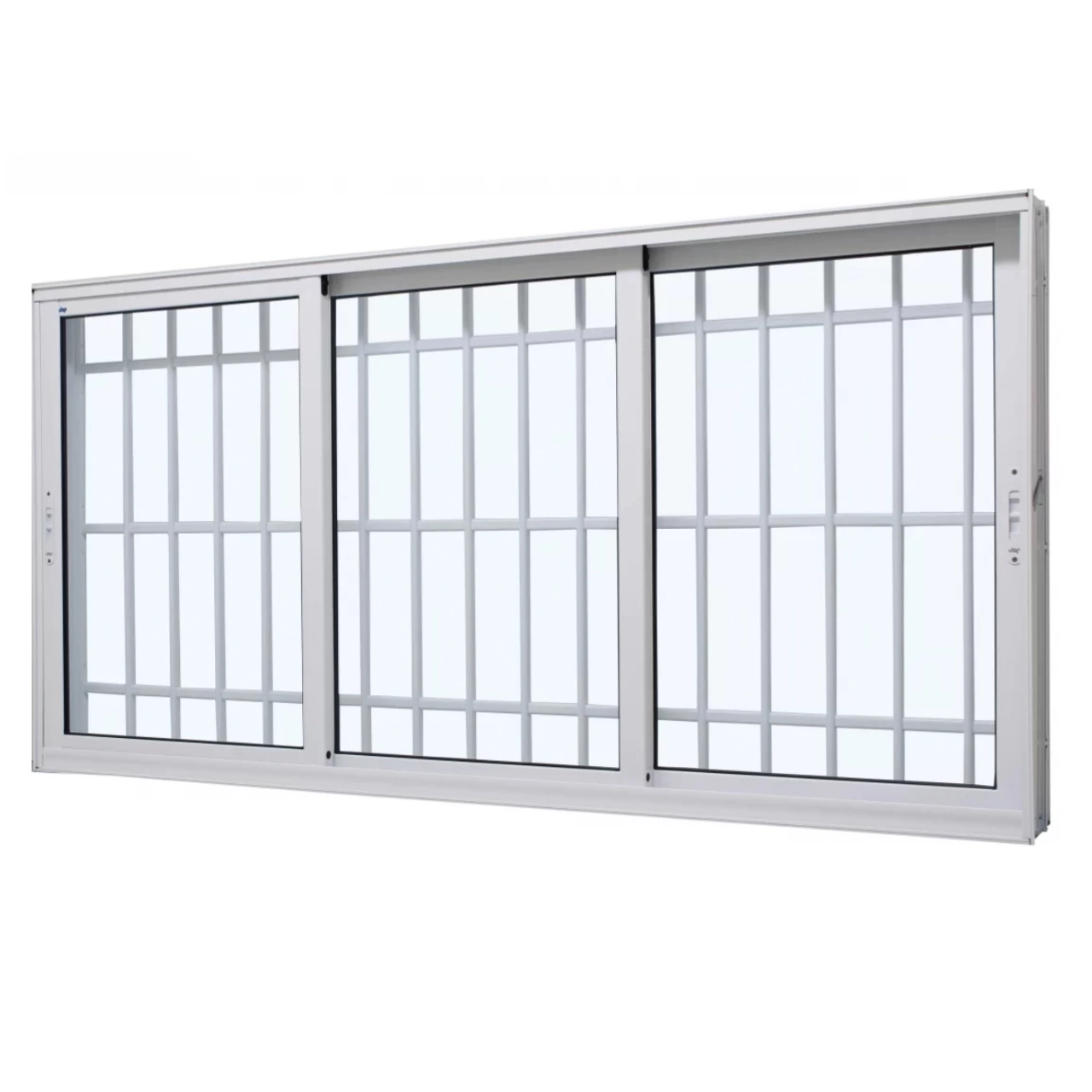 Janela De Correr Alumínio Branco 120x150x16cm 3 Folhas Móveis Com Grade Jap Perfecta Max