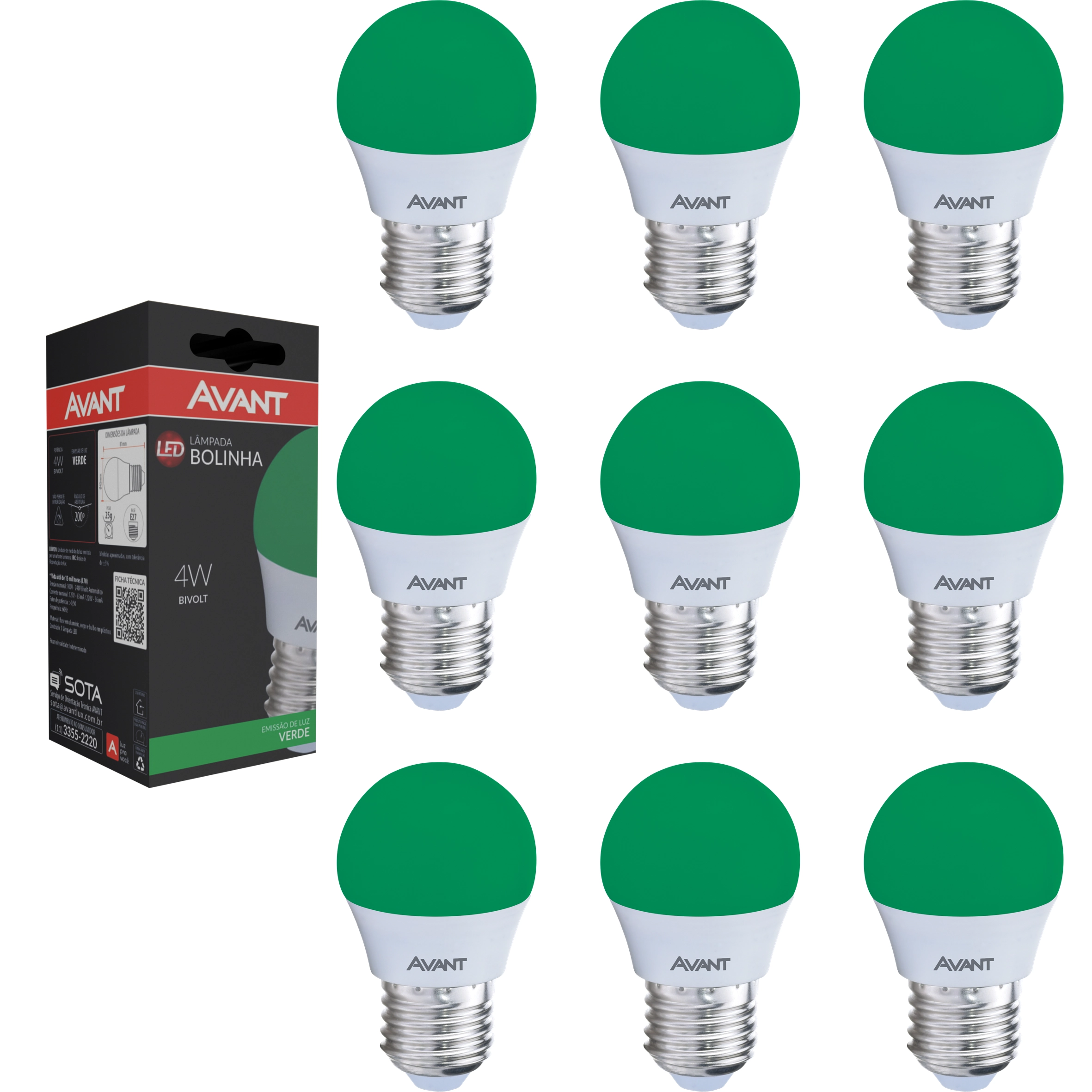 Lampada Led Bolinha Verde 4w Decorativa E27 Bivolt