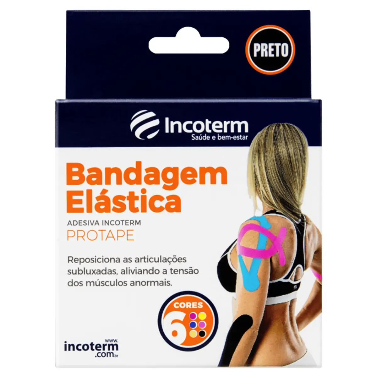 Bandagem Elástica Adesiva Preta Incoterm Protape 5m X 5cm