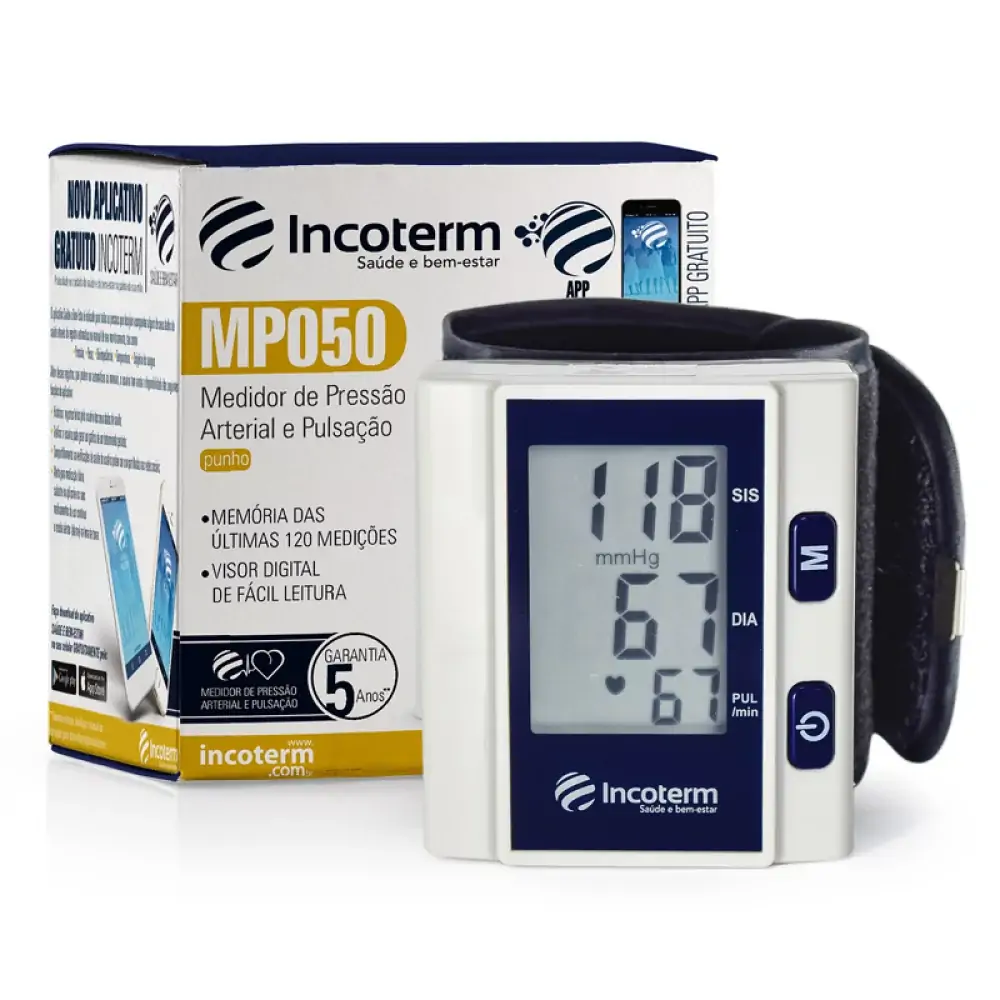 Medidor De Pressão Automático Digital De Pulso Mp050 Incoterm