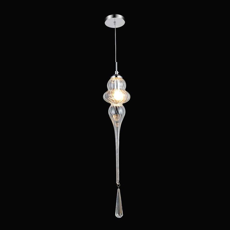 PENDENTE BELLA ORGANIKA CROMADO VIDRO TRANSPARENTE Ø13,5XH50CM  1*E-14 - KB001C