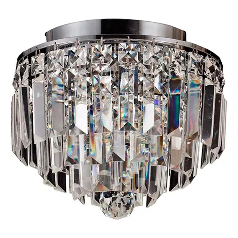 Plafon Com Cristais Bella Kri Transparente Com Acabamento Cromado Ø25cm Para 4 Lâmpadas G9 - Hu1100