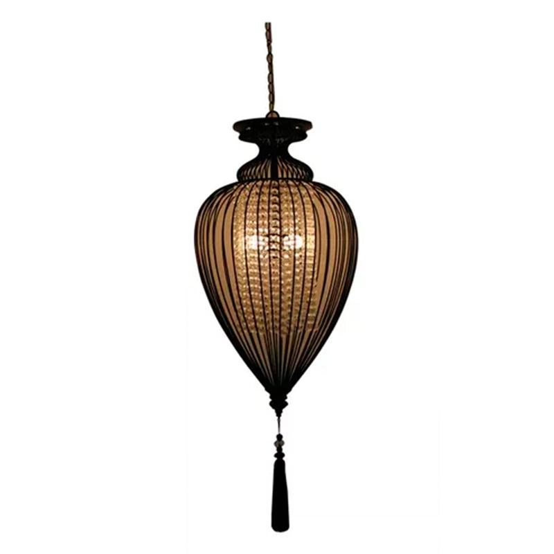 Pendente Em Aço E Cristal Indian Preto Transparente Para 1 Lampada E27 Bella Gx008