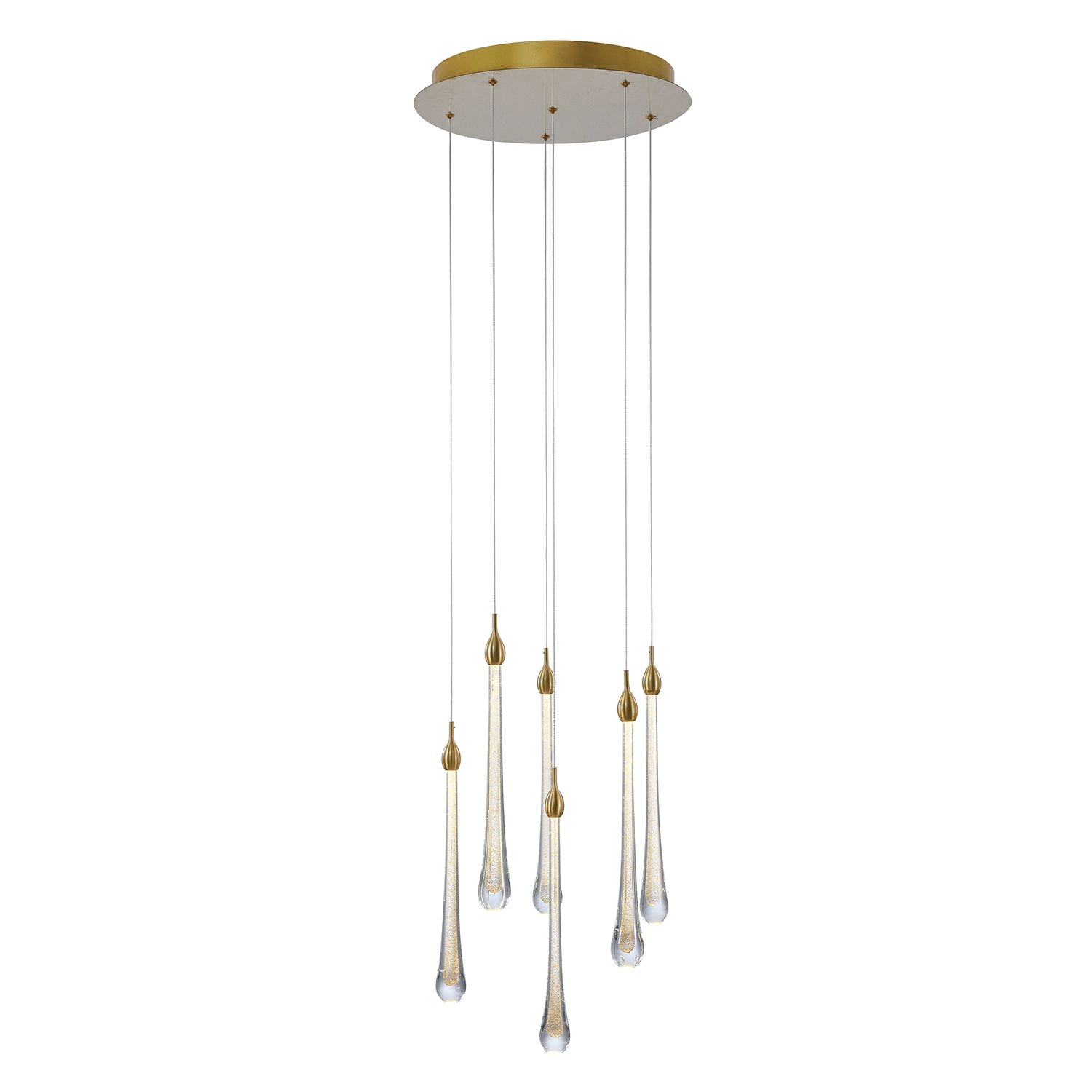 Pendente Cristal Goccia 41cm Led 6x2w Dourado Oc002l Bella