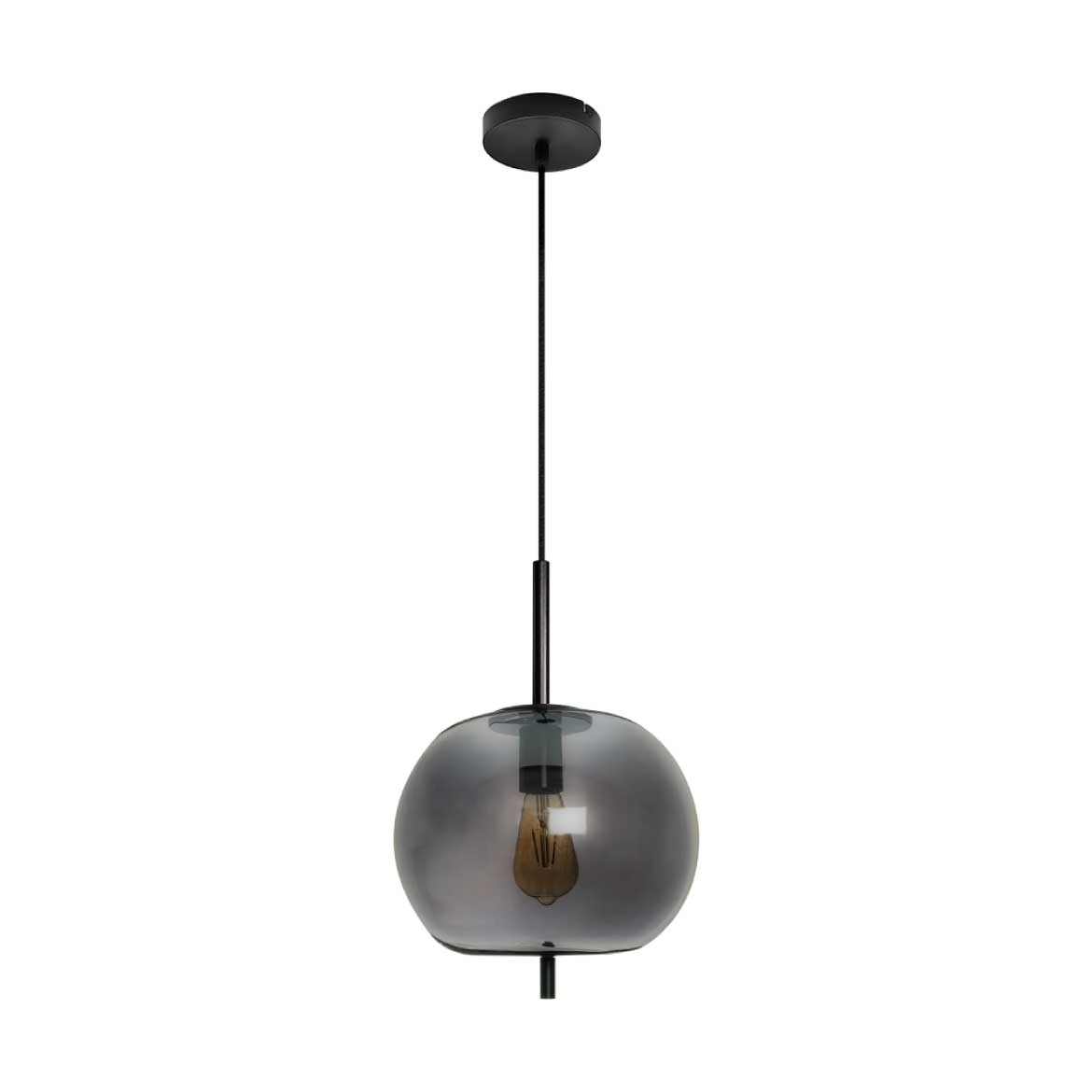 Pendente Tres Preto E Fume 30cm P/ 1x E27 Bella Hc016 St2414