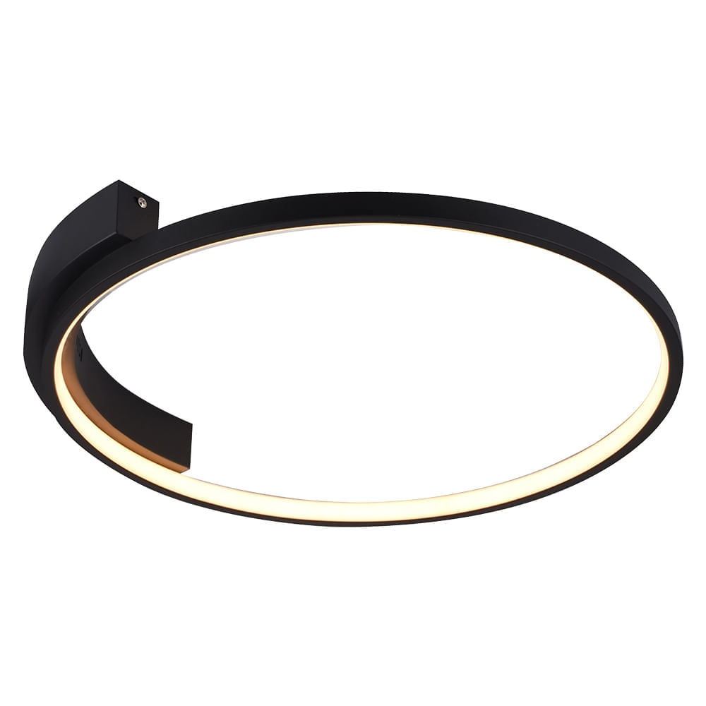 Plafon De Sobrepor Bella Bambolê Preto 50x6cm 30w 3000k 1024lm Fo026lb