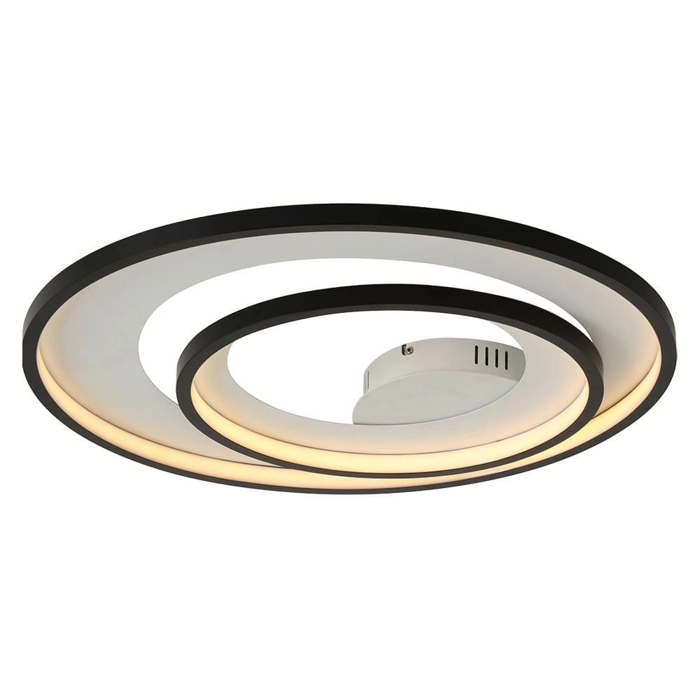 Plafon De Sobrepor Bella Loop Preto E Branco 62x42x5.2cm 60w 3000k 1500lm Hm008wb