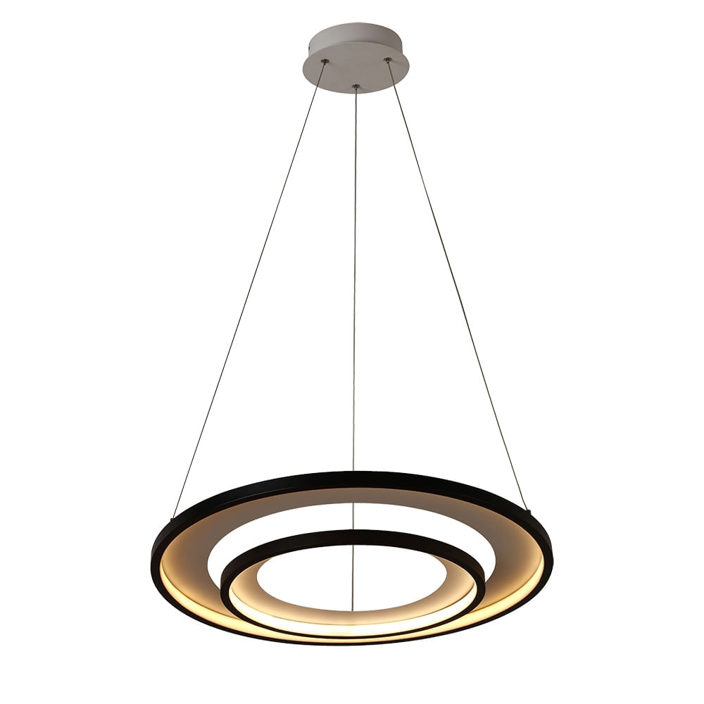 Pendente Bella Loop Preto E Branco 82x62x2.2cm 76w 3000k 3000lm Hm010wb