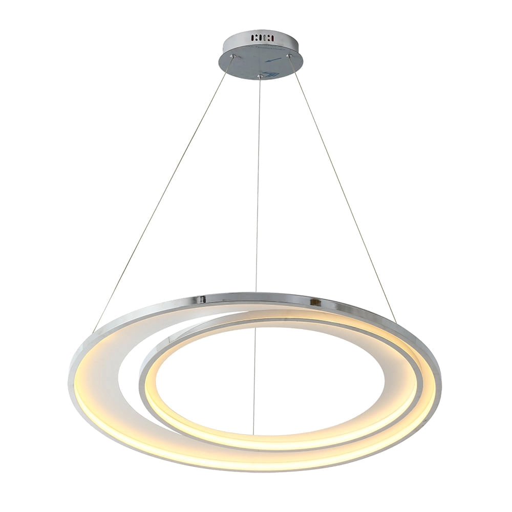 Pendente Bella Loop Cromado E Branco 82x62x2.2cm 76w 3000k 3000lm Hm010cr