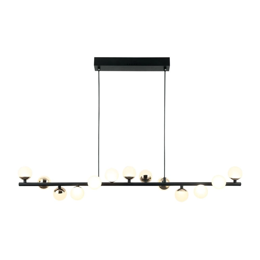 Pendente Bella Fuxico Dourado Preto E Branco 95x17cm 30w 3000k 2400lm Ju007