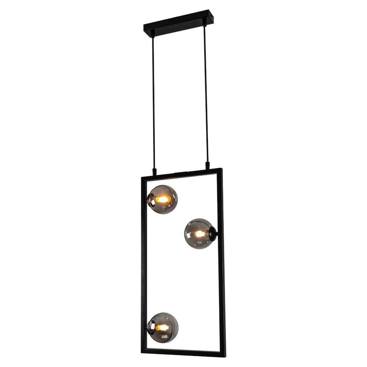 Pendente Balanço Retangular 60cm P/ 3x G9 Tr004 Preto E Fumê Bella St2357