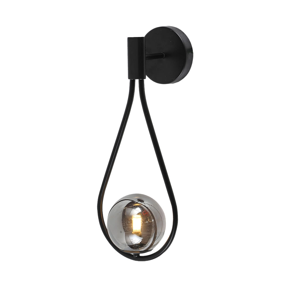 Arandela Bella Pingo Preto E Fume 20x47.4cm G9 25w Tr002b